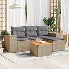 vidaXL Soffgrupp för trädgården med dynor 5 delar beige konstrotting 3225415