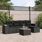 vidaXL Loungegrupp med dynor 6 delar svart konstrotting 3225418