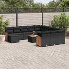 vidaXL Loungegrupp för trädgården m dynor 13 delar svart konstrotting 3260669