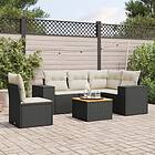 vidaXL Loungegrupp med dynor 6 delar svart konstrotting 3257778