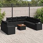 vidaXL Loungegrupp 10 delar med svarta dynor konstrotting 3225509