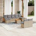 vidaXL Soffgrupp för trädgård med dynor 10 delar beige konstrotting 3260463