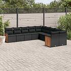 vidaXL Loungegrupp 10 delar med svarta dynor konstrotting 3260431