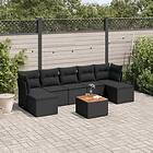 vidaXL Loungegrupp för trädgården med dynor 8 delar svart konstrotting 3223773