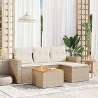 vidaXL Soffgrupp för trädgården med dynor 5 delar beige konstrotting 3224091