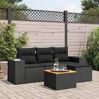 vidaXL Loungegrupp för trädgården med dynor 5 delar svart konstrotting 3257742