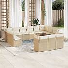 vidaXL Soffgrupp för trädgården med dynor 13 delar beige konstrotting 3250287