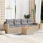 vidaXL Soffgrupp för trädgården med dynor 5 delar beige konstrotting 3224001