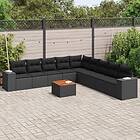 vidaXL Loungegrupp 10 delar med svarta dynor konstrotting 3225488