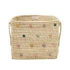 Rice Raffia Basket with Handles And Dots