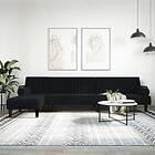 vidaXL L-formad bäddsoffa svart 260x140x70 cm sammet 3157245