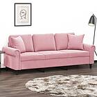 vidaXL 3-sitssoffa med prydnadskuddar rosa 180 cm sammet 3200958