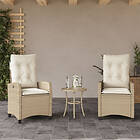 vidaXL Justerbara trädgårdsstolar 2 st med dynor beige konstrotting 365220