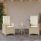 vidaXL Justerbara trädgårdsstolar 2 st med dynor beige konstrotting 365172
