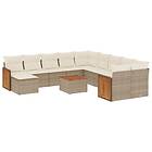vidaXL Soffgrupp för trädgården 12 delar med dynor beige konstrotting 3260658