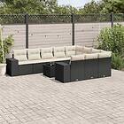 vidaXL Loungegrupp för trädgården m. dynor 11 delar konstrotting svart 3223095
