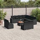 vidaXL Loungegrupp med dynor 12 delar svart konstrotting 3224179