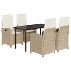 vidaXL Matgrupp för trädgården med dynor 5 delar beige konstrotting 3212383