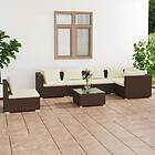 vidaXL Loungegrupp för trädgården med dynor 7 delar konstrotting brun 3102330