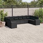 vidaXL Loungegrupp 10 delar med svarta dynor konstrotting 3255402