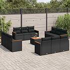 vidaXL Loungegrupp för trädgården m dynor 13 delar svart konstrotting 3225838