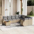 vidaXL Soffgrupp för trädgård med dynor 10 delar beige konstrotting 3257501