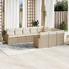 vidaXL Soffgrupp för trädgård med dynor 10 delar beige konstrotting 3226338