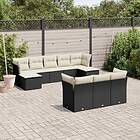 vidaXL Loungegrupp 10 delar med svarta dynor konstrotting 3218326