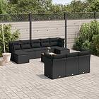 vidaXL Loungegrupp för trädgården m. dynor 11 delar konstrotting svart 3223878
