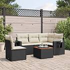 vidaXL Loungegrupp med dynor 6 delar svart konstrotting 3256896