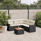 vidaXL Loungegrupp med dynor 6 delar svart konstrotting 3256448