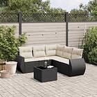 vidaXL Loungegrupp med dynor 6 delar svart konstrotting 3221355