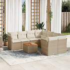 vidaXL Soffgrupp för trädgården med dynor 9 delar beige konstrotting 3255862