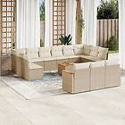 vidaXL Soffgrupp för trädgården 14 delar med dynor beige konstrotting 3226464