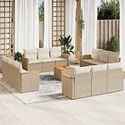 vidaXL Soffgrupp för trädgården med dynor 13 delar beige konstrotting 3258243