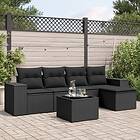 vidaXL Loungegrupp med dynor 6 delar svart konstrotting 3254832