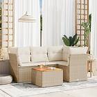 vidaXL Soffgrupp för trädgården med dynor 5 delar beige konstrotting 3255953