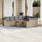 vidaXL Soffgrupp för trädgård med dynor 10 delar beige konstrotting 3255386
