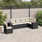 vidaXL Loungegrupp med dynor 6 delar svart konstrotting 3222625