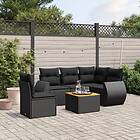 vidaXL Loungegrupp med dynor 6 delar svart konstrotting 3225005