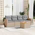 vidaXL Soffgrupp för trädgård med dynor 5 delar mixbeige konstrotting 3225779