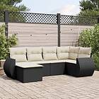 vidaXL Loungegrupp med dynor 6 delar svart konstrotting 3253993