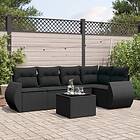 vidaXL Loungegrupp med dynor 6 delar svart konstrotting 3221334