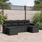 vidaXL Loungegrupp med dynor 6 delar svart konstrotting 3258618