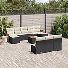 vidaXL Loungegrupp för trädgården m. dynor 11 delar konstrotting svart 3228072