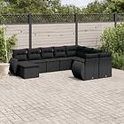 vidaXL Loungegrupp 10 delar med svarta dynor konstrotting 3254192