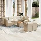 vidaXL Soffgrupp för trädgård med dynor 10 delar beige konstrotting 3256142