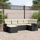 vidaXL Loungegrupp med dynor 6 delar svart konstrotting 3259417