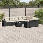 vidaXL Loungegrupp 10 delar med svarta dynor konstrotting 3223045