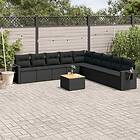 vidaXL Loungegrupp 10 delar med svarta dynor konstrotting 3256937